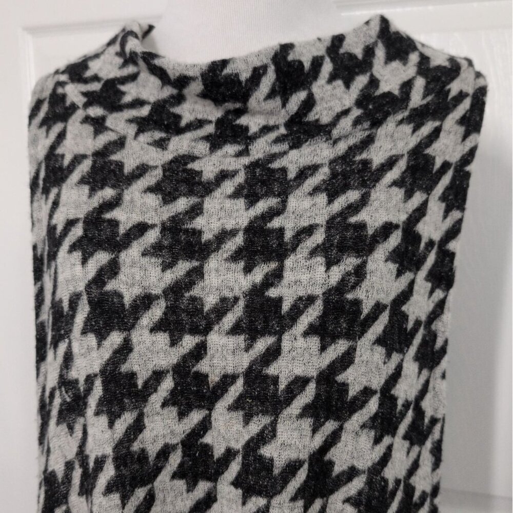 Bryn Walker Houndstooth Vest Womens Size Large Fleece Wool Gray Lagenlook Artsy - Picture 2 of 10